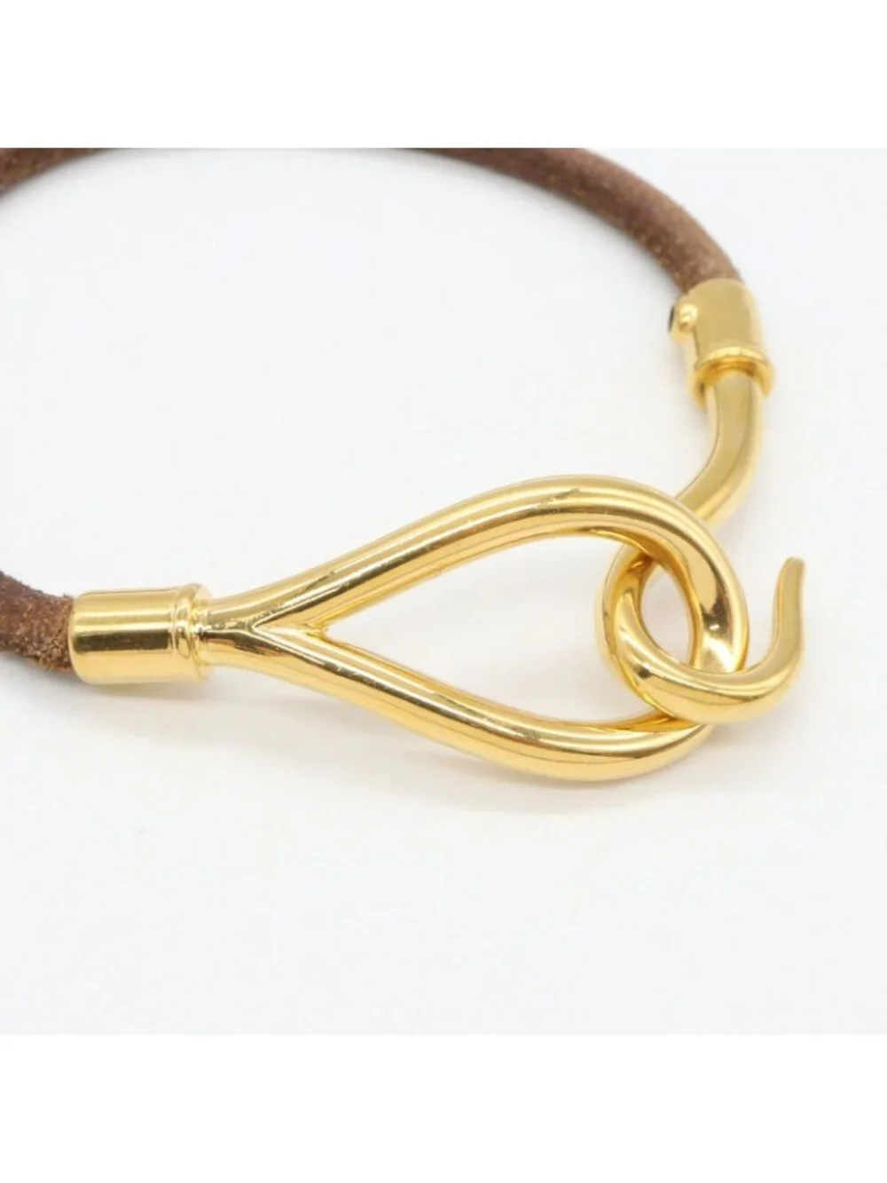 Hermes Jumbo Bra Gold Leather Bracelet
